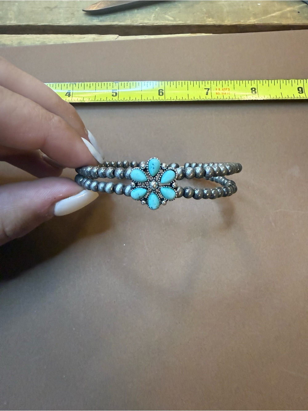 🩵BUNDLE AND SAVE (3/$16) 🩵 Turquoise Flower Double-Row Bead Cuff Bracelet